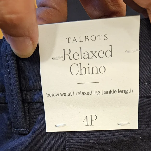 Talbots Relaxed Chino Pants Women’s 4P Petite Navy Ankle Length Below Waist NWT - Picture 4 of 7